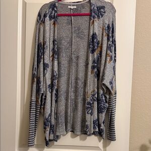 Maurices Gray and Blue Floral Cardigan
